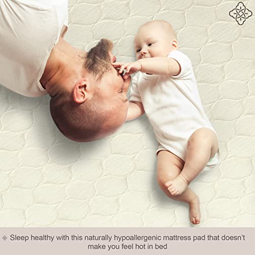 Bioweaves 100% Organic Cotton Mattress Pad Cover, Gots Certified Quilted Fitted Mattress Protector With Soft Cotton Wadding - 20 Inch Deep Pocket, Twin #TOP5