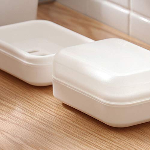 Jabonera Jabonera Material PP+ABS Tamaño de Almacenamiento 13,5 * 9,6 cm Gran Capacidad Doble Drenaje A Prueba de Polvo con Tapa