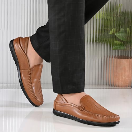 Image of Blue Leather by Centrino Genuine Leather Slip-On Men's Formal Shoe |Stylish with Soft Cushioned Insole |Trendy Non Lace-Up Design |Durable Leather with Anti-Skid Sole | Perfect for Formal Wear (4033)