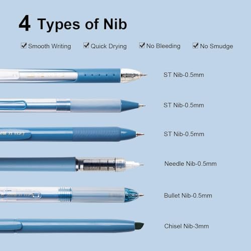 Image of COOFANDY Blue Gel Ink Pen Set 0.5mm Fine Tip - Aesthetic Stuff Retractable Rolling Ball Pen Smooth Writing Office School Journaling Drawing - Simple Light Luxury Stationery Gift