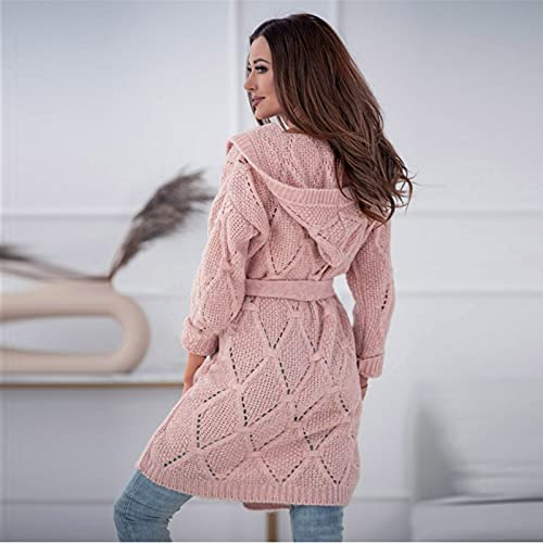 Briskorry Dames lange mouwen grof gebreide trui cardigan grote maten gebreide jas herfst winter breiwerk tiener meisjes mantel lange gebreide jas jas jas met capuchon - Image 6