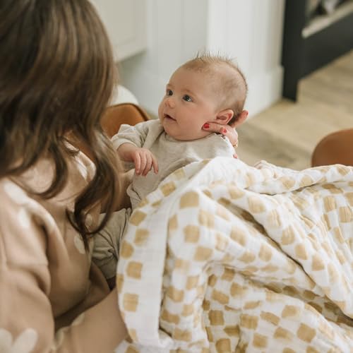 Image of Little Unicorn Newborn Receiving Quilt | Ultra- Soft, Multi-Layered Muslin Fabric | Gift for Newborns & on-The-go (Adobe Checker)