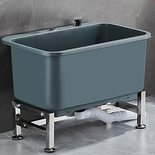Fregadero de piso con rodillo, estación de lavado de pie comercial, fregadero multiusos, para jardín, garaje, escuelas, hospitales, fábricas, hoteles