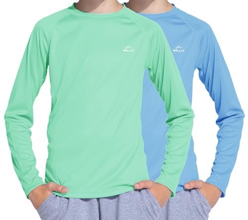 Willit Boys Rash Guard Swim Shirt UPF 50+ Sun Protection Shirt Long Sleeve SPF Youth Fishing Quick Dry Shirt