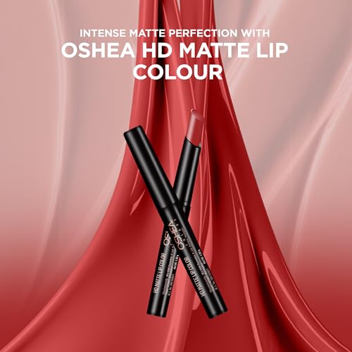 Image of Oshea Colors HD Matte Finish & Highly Pigmented Long Lasting Creamy Lipstick | Lightweight Formula Enriched with Castor Oil, Shea Butter & Jojoba Seed Oil | Free from Paraben (Tinch of Mocha 08) 1.2g