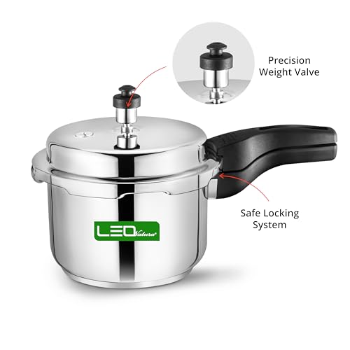 Image of 3 Litres Pressure Cooker | Outer Lid | Stainless Steel | Induction & Gas Stove Compatible | ISI Certified | 5 Years Manufacturer's Warranty