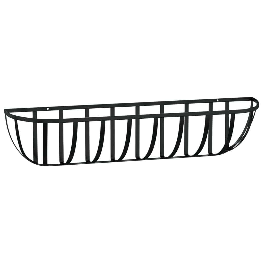 vidaXL Jardinières murales 2 pcs en Coco Noir 91x20x23 cm Acier, jardinière d'auge Murale, Auge Murale avec Doublure en Coco, jardinière d'auge pour Chevaux