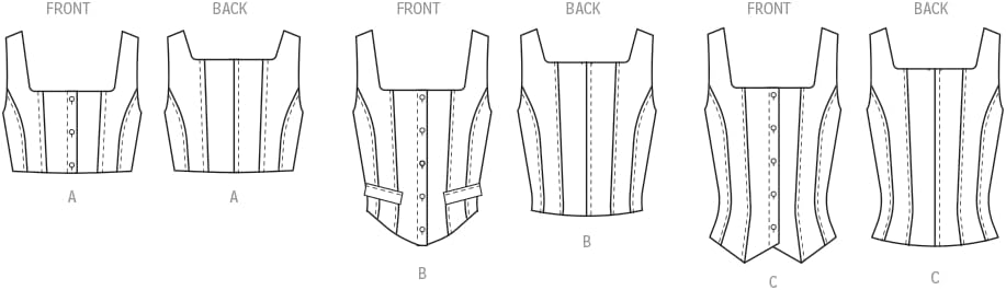 McCall's M8478U5 Misses' Corset Tops Sewing Pattern Packet, Design Code M8478, Sizes 16-18-20-22-24