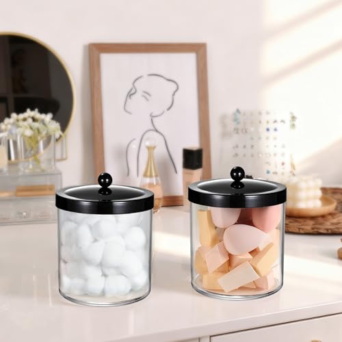 Amolliar 50 Oz Apothecary Jar - 2 Pack Clear Container with Stainless Steel Lid, Plastic Jar for Laundry Room Organization & Pods Storage, Bathroom Vanity Organizer, Kitchen Countertop Decor(Black) by Amolliar - Image 5