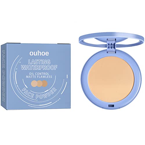 Oil Control Face Pressed Powder, Matte Smooth Setting Powder Makeup, Silk Soft Mist Powder Cake Waterproof Long-Lasting Finishing Powder, Flawless Lightweight Face Cosmetics (Natural Beige) #TOP8