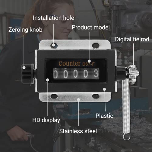 Image of 5 Digit Mechanical Counter, 0-99999 Resettable Manual Hand Pull Stroke Tally Counter, Professional Mechanical Arithmometer Counter for Textiles Machinery Winding Hill