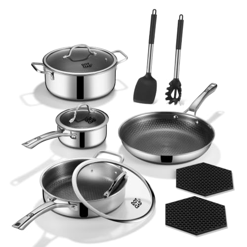 Image of 11-Piece Hybrid Stainless Steel Cookware Set, Non Stick Pots and Pans