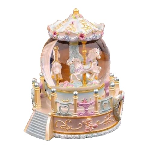 Carrusel en bola de cristal JUAKSQZYI con nieve y luces para ambientar el dormitorio infantil 2