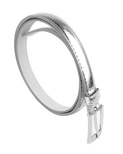 Belle Donne Belt Women, Skinny Dress Belt, Silver Polished Buckle, For Womens Clothes and Fine Dresses, Classy Style