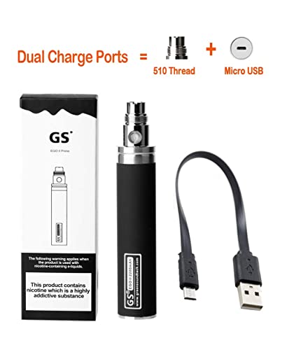 Electronic-Cigarette-2018-Enhanced-GS-EGO-II-2200mAh-E-Cigarette-Vape-Battery-with-Micro-USB-Charger-510-E-Shisha-E-Cigar-Vaporizer-Nicotine-Free-Black