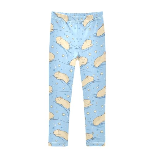 Wusikd Cute Capybaras Girls' Leggings Toddler Doodles Kids Yoga Pants Dance Active Tights 4T