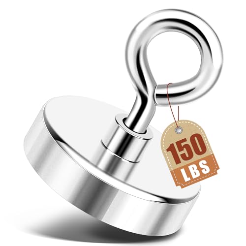 Image of DIYMAG Neodymium Fishing Magnets, 150lbs Pulling Force Rare Earth Magnet with Countersunk Hole Eyebolt Diameter 1.42Inch (36mm) for Retrieving in River an Magnetic Fishing