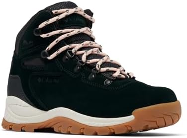 Columbia Womens Newton Ridge Plus Waterproof Amped, Black/Blush Rose, 5 Wide