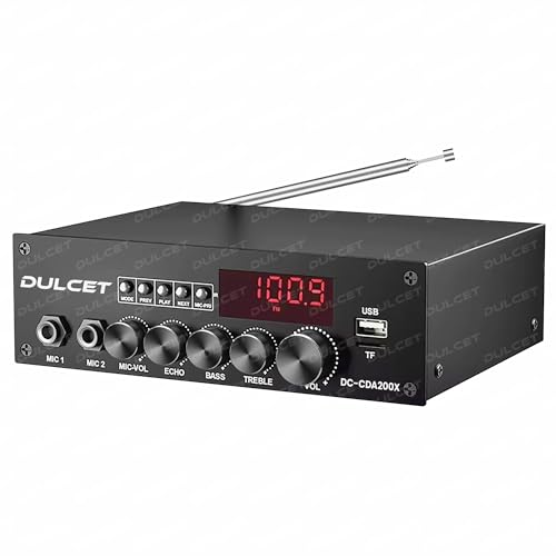 Image of Dulcet DC-CDA200X Hi-Fi Class-D 200W Dual Channel Stereo Amplifier | Bluetooth, USB, TF Card, FM, AUX, RCA, Mic, Optical & Coaxial Input | Mic & Echo Control | Built-in Equalizer | Big LED Display