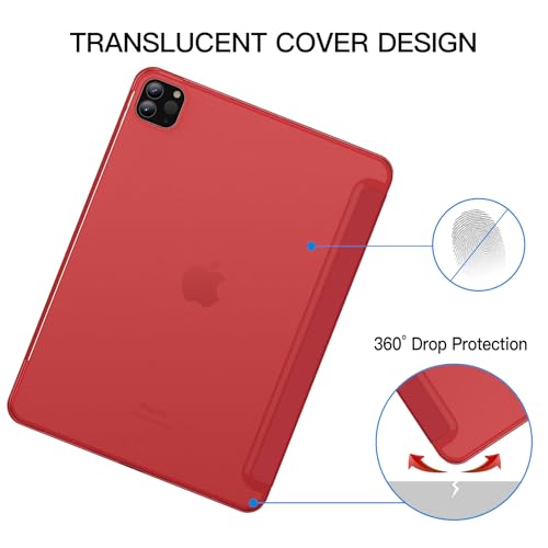 Image of JETech Cover Case for iPad Pro 11-Inch, 2022 /2021 /2020 /2018 Model (4th /3rd /2nd /1st Generation), Compatible with Pencil, Cover Auto Wake /Sleep (Red)