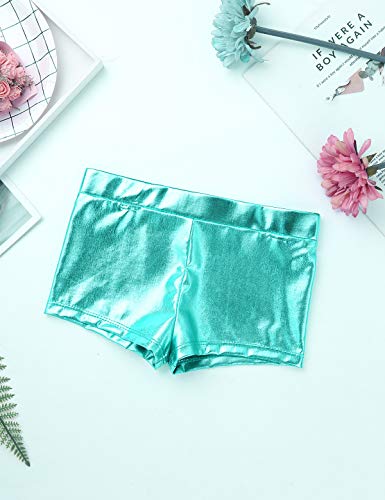Image of easyforever Kids Girls 2PCS Shiny Mermaid Scales Ballet Dance Outfit Crop Top with Short Tankini Swimsuit