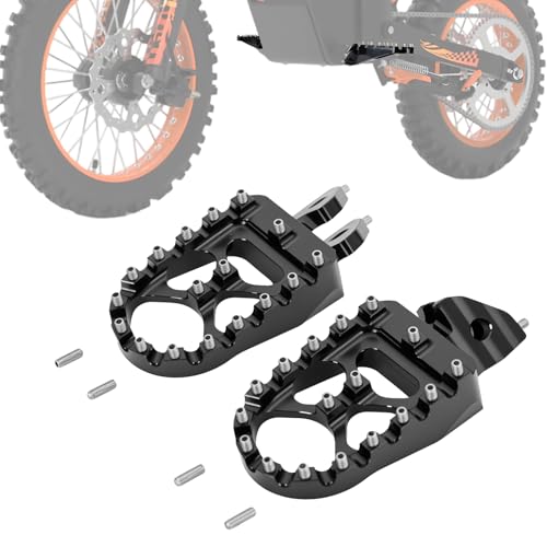 Image of KEMIMOTO Aluminum Dirt Bike Foot Pegs Adjustable Fit for Surron Light Bee | Anti-Slip Foot Rest Pedals, for Surron X and S E Ride Pro SS, Ebike CRF150F CRF230F 2003-2019 Black