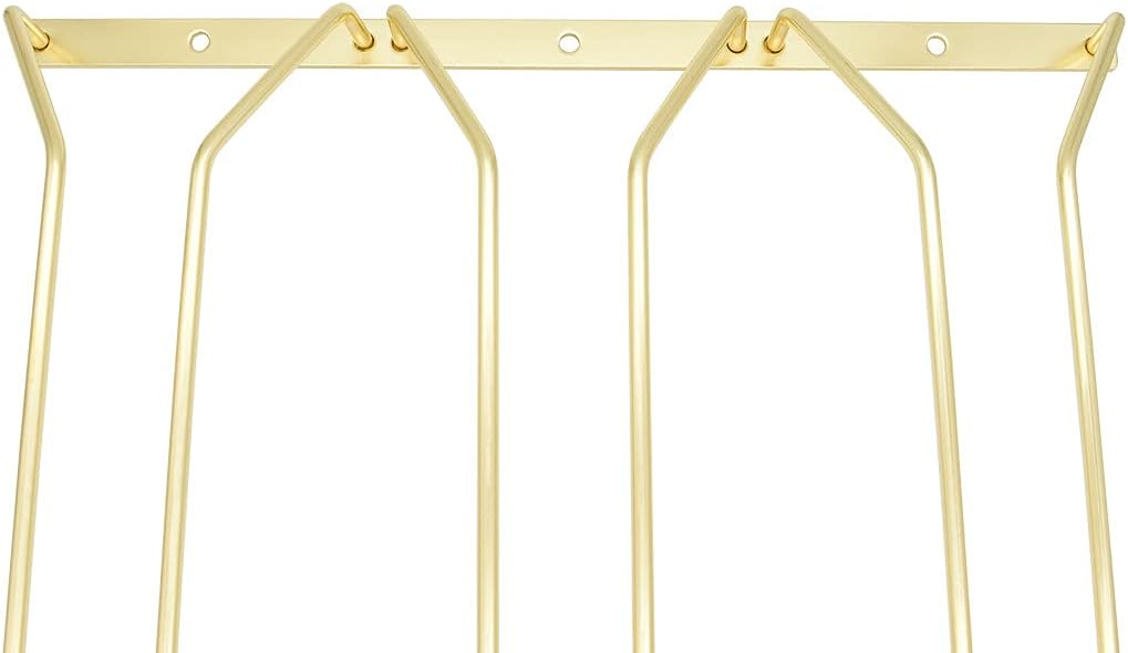 30.5cm Wine Glass Rack - Under Cabinet Stemware Wine Glass Holder Glasses Storage Hanger Metal Organizer for Bar Kitchen, Gold Finish (3 Rows, 1 Pack)