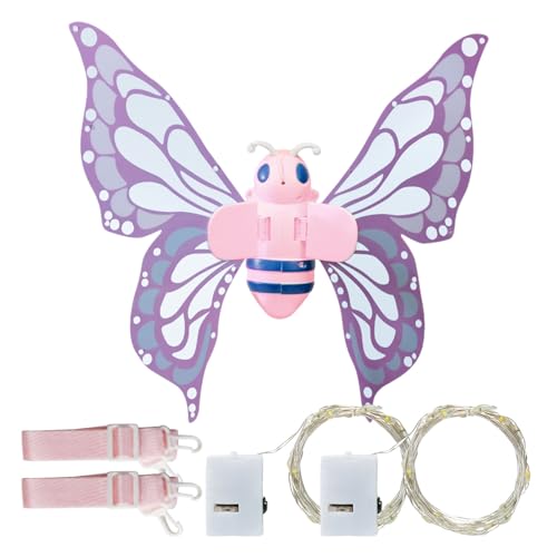 Elektrisk fjärilsving - älvingar, ljusa leksaker, musikaliska leksaker | Barnstorlek med blinkande och musikfunktion, mobila älvvingar för barn, rosa, Se référer au descriptif