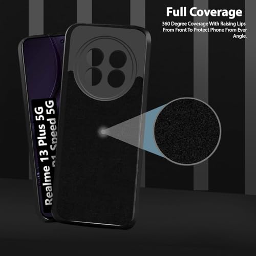 Image of LIRAMARK Silicone Soft Back Cover Case for Realme 13 Plus 5G / Realme P1 Speed 5G (Black)