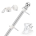 Loretoy Flag Poles for Outside House, 5ft Flag Pole with Bracket and Rings, Stainless Steel Wall Mounted Flag Pole Kit for House Yard Garden Outdoor Residential or Commercial (Silver)