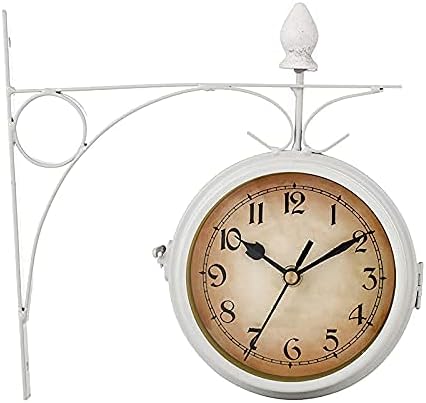 Wall Clock, Double Sided Wall Clock, Outdoors Vint Retro Double Sided Wall Clock European Style Iron Wall Clock Retro Decorative Standing Clock Hanging Decorative Suitable For Indoor And Outdoor Black