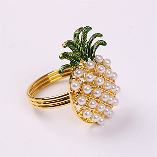 Llly Napkin Ring 12Pcs Cute Napkin Rings Pineapple Shape Pearl Beaded Shining Gold Christening Bangle Metal Wedding Gift Party Supplies #TOP6