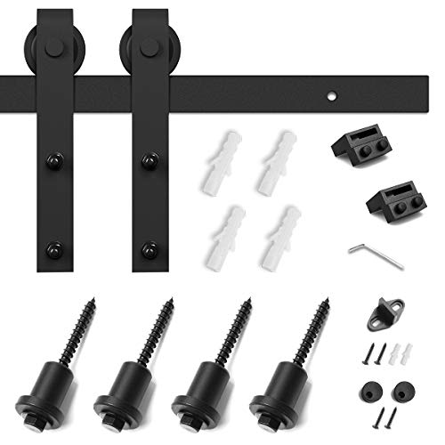Image of SMARTSTANDARD 5ft Heavy Duty Sturdy Sliding Barn Door Hardware Kit -Smoothly and Quietly -Includes Step-by-Step Installation Instruction Fit 30 inch Wide Door Panel (J Shape Hanger)