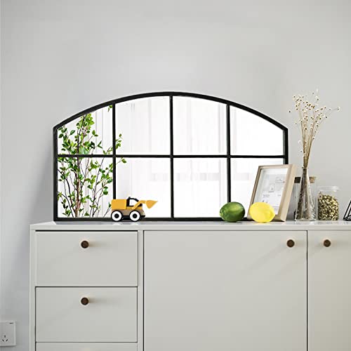 Black Arched Window Mirrors For Wall Decor, Metal Frame Window Mirror 31.5"*16.3" In Modern Farmhouse Decorative Mirror For Entry Living Room Dining Room Bedroom #TOP1