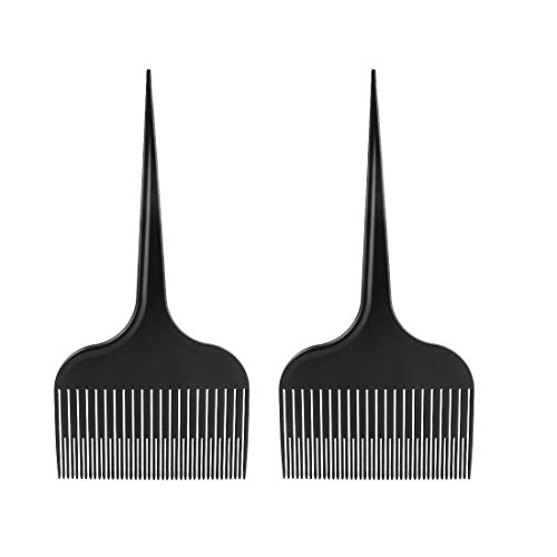 Beomeen Hair Highlighting Comb for Salon Dyeing Styling Sectioning Teasing Hairdressing with Rat Tail Wide Tooth, 2 Pack