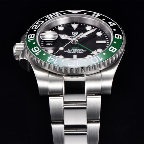 Pagani Design Men's GMT Automatic Mechanical Watch 100m/bar Waterproof Ceramic Bezel Sapphire Glass Luminous Hands Watch