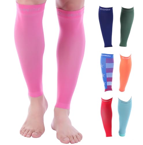 Image of Doc Miller Calf Compression Sleeve - 1 Pair 20-30mmHg Support (Pink, 4X-Large)
