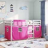 vidaXL Litera con Cortinas Madera Maciza de Pino Rosa 90x190 cm, litera Doble