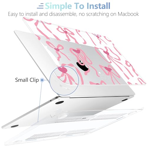 Image of MEEgoodo for M5 /M4 /M3 /M2 MacBook Air 15 inch Case 2026 2025 2024 2023, Case Fit Model (A3448 /A3241 /A3114 /A2941) for MacBook Air 15.3 inch, Coquette Ribbon Bow