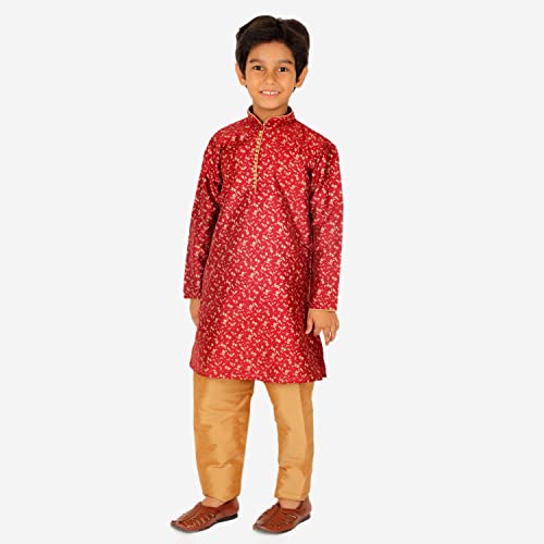 Image of Pro-Ethic Style Developer Men's & Boys Silk Floral Baap Beta Kurta Pajama Set | Father Son Matching Dresses | | (B-111)