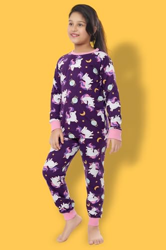 Image of Ninos Dreams Cotton Girls Full Sleeves Coord Set ! Night Suit for Girls ! Tshirt with Jogger Set