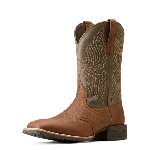 ARIAT Mens Hybrid Ranchway Embroidered Square Toe Pull On Casual Boots Mid Calf - Brown