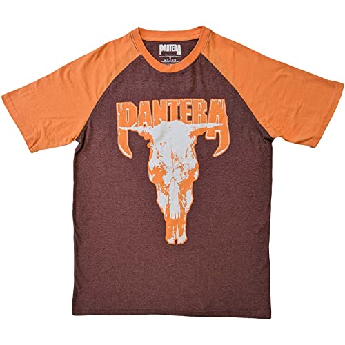 Pantera T shirt Skull manches raglan marron col rond et coupe droite