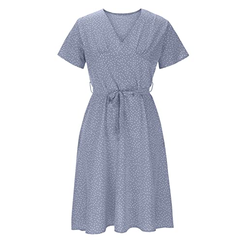 Robe d'été décontractée fluide à col en V et laçage ornemental chic - 3