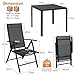 LIFERUN 3-Teiliges Gartenmöbel Set, Aluminium Balkonmöbel Set, 2pcs Verstellbare Hochlehner Klappstühle + 1 WPC Quadratisch Tisch, Essgruppe Sitzgruppe Outdoor, Wetterfest, Schwarz