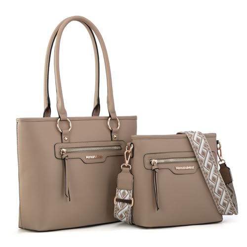 Montana West 2Pcs Handbags Sets for Women Large Tote Bags Cute Cr...