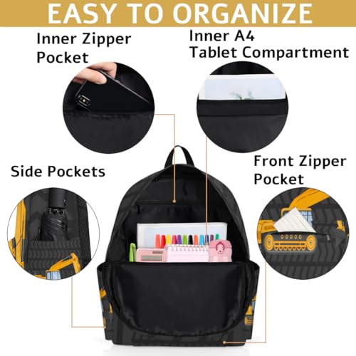 Excavator Truck Customized Kids Backpack for Boys Cool Car Personalized Preschool Toddler Backpack Kindergarten Nursery Bookbag Travel Children School Bag4