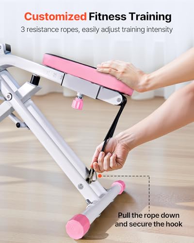 Image of VEVOR Squat Machine, Deep Squat Rowing Machine for Home, Easy Setup & Foldable Exercise Equipment, Glute Trainer Machine with 2 /3 High-Strength Resistance Bands, Glutes & Leg Home Workout Machine