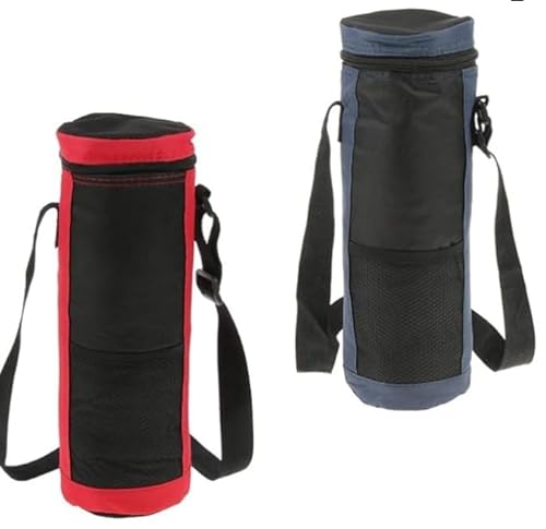 Lot de 2 Sacs isothermes pour Bouteille, Housse pour gobelet en Tissu Oxford, Sac glaciaire Isotherme, Housse pour gobelet Isotherme, Sac Messager pour Pique-Nique en Plein air (Bleu+Rouge)