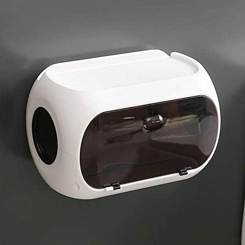 Self-Adhesive Toilet Paper Holder, Cat Proof and Waterproof Roll Paper Dispenser Multi-Function Wall Mounted Bathroom Tissue Box, DIY Beautification for BathroomBlack